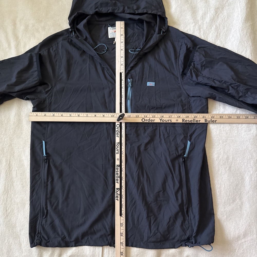 Faherty Mens SHORELIFE Surf Jacket Size Medium Hooded Windbreaker Black W Green - Picture 4 of 10